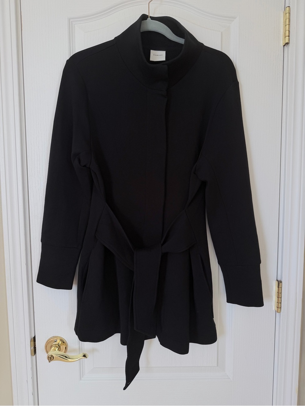 Varley Anset Jacket Black Belted Coat Size Large